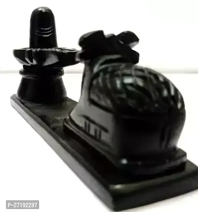 Black Marble Joint Shivling with Nandi Shivlingam with Nandi Idol for Puja Home Temple Black