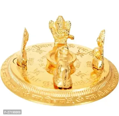 Golden Plated Shiv Parivar with Shivling, Nandi Ji, Ganesh Ji, MATA Parvati  Shri Kartikey Bhagwan Brass Idol Pooja Thali Set for Good Luck and Blessings-thumb0