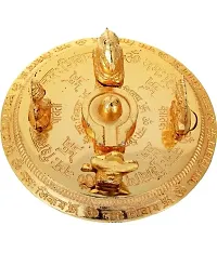 Golden Plated Shiv Parivar with Shivling, Nandi Ji, Ganesh Ji, MATA Parvati  Shri Kartikey Bhagwan Brass Idol Pooja Thali Set for Good Luck and Blessings-thumb1