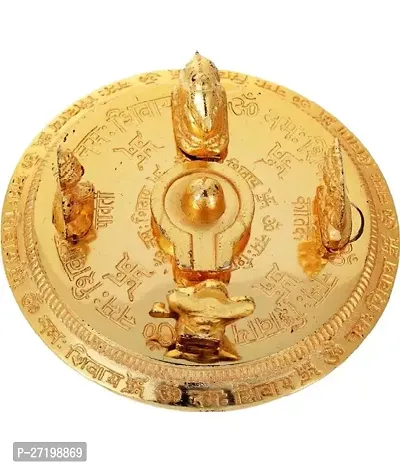 Golden Plated Shiv Parivar with Shivling, Nandi Ji, Ganesh Ji, MATA Parvati  Shri Kartikey Bhagwan Brass Idol Pooja Thali Set for Good Luck and Blessings-thumb2