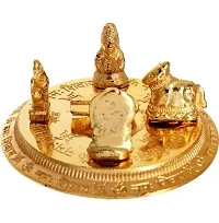 Golden Plated Shiv Parivar with Shivling, Nandi Ji, Ganesh Ji, MATA Parvati  Shri Kartikey Bhagwan Brass Idol Pooja Thali Set for Good Luck and Blessings-thumb2