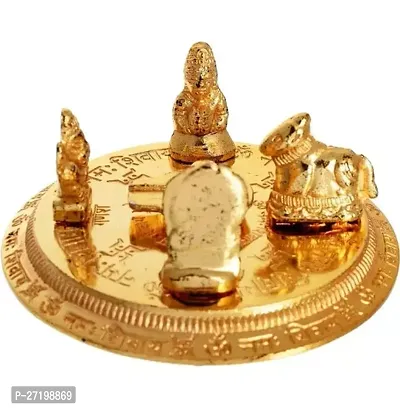 Golden Plated Shiv Parivar with Shivling, Nandi Ji, Ganesh Ji, MATA Parvati  Shri Kartikey Bhagwan Brass Idol Pooja Thali Set for Good Luck and Blessings-thumb3