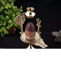 Haridwar Divine Narmadeshwar Shivling Brass Jalhari Base with Trishul Shiv Ling Jal Abhishek Kalash For Shivratri Saawan Pooja, Temple-thumb3