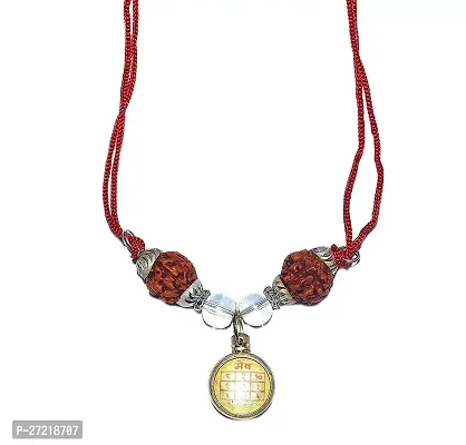 Crystal 5 Faced Rudraksha Mesh Rashi Yantra Kavach Pendant for Aries Zodiac for Men and Women-thumb0