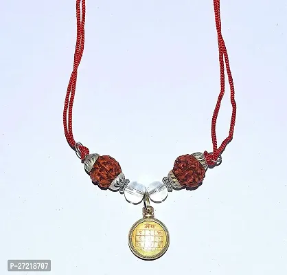 Crystal 5 Faced Rudraksha Mesh Rashi Yantra Kavach Pendant for Aries Zodiac for Men and Women-thumb2