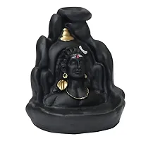 Smoke Fountain Lord Shiva Adiyogi Statue Cone Incense Holder Showpiece with 10 Free Smoke Cones-thumb1