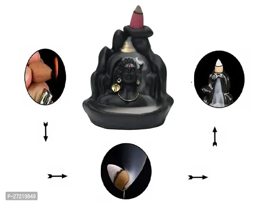 Smoke Fountain Lord Shiva Adiyogi Statue Cone Incense Holder Showpiece with 10 Free Smoke Cones-thumb4