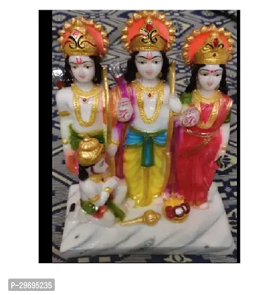 White Fininshing Marble Ram Darbar Murti For Home Temple