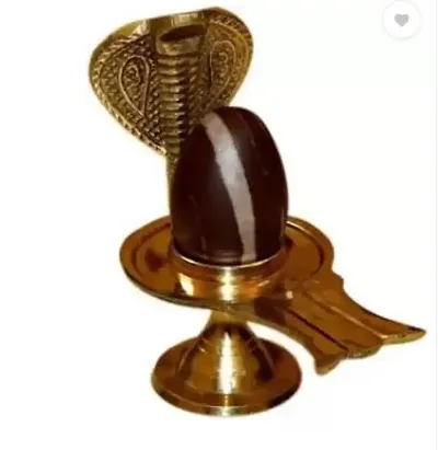 BANSIGOODS Narmadeshwar Shiva Ling Decorative Showpiece - 10 cm (Brass, Gold, Brown)