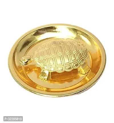 Brass Metal Tortoise on Plate for Good Luck/Wealth/Money/Prosperity/Maa Laxmi Krapa 01 Pcs.-thumb0