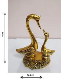 Love Birds Golden Decorative Showpiece, Brass Pair of Kissing Duck Showpiece,-thumb1