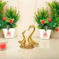 Love Birds Golden Decorative Showpiece, Brass Pair of Kissing Duck Showpiece,-thumb2