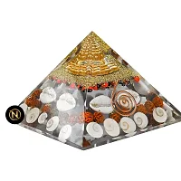 Laxmi Pyramid Original Certified Gomati Chakra, Rudraksha, Cowrie Kodi Maha Laxmi Pyramid - 90mm Large Orgonite Pyramid with Shree Yantra-thumb4