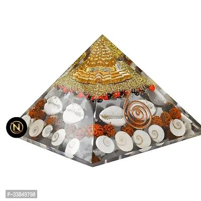 Laxmi Pyramid Original Certified Gomati Chakra, Rudraksha, Cowrie Kodi Maha Laxmi Pyramid - 90mm Large Orgonite Pyramid with Shree Yantra-thumb5