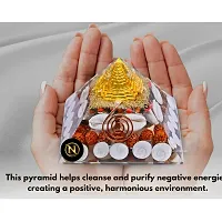 Laxmi Pyramid Original Certified Gomati Chakra, Rudraksha, Cowrie Kodi Maha Laxmi Pyramid - 90mm Large Orgonite Pyramid with Shree Yantra-thumb2