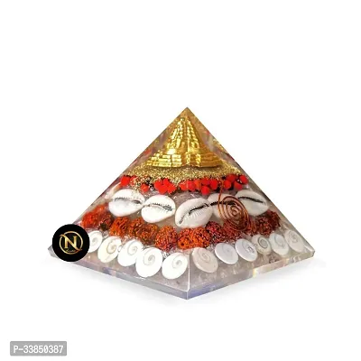 Original Crystal Laxmi Pyramid With Rudraksha Shree Yantra Original Gomati Chakra White Kauri And Ratti Seeds - 3.5 Inch