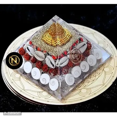 Original Crystal Laxmi Pyramid With Rudraksha Shree Yantra Original Gomati Chakra White Kauri And Ratti Seeds - 3.5 Inch-thumb3