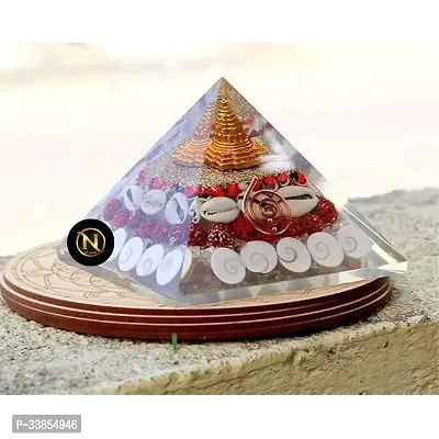 Original Crystal Laxmi Pyramid Vastu Charm Shree Yantra Gomati Chakra White Kauri Ratti Seeds (70 mm)