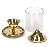 Brass Akhand Diya with Borosilate Glass-thumb2