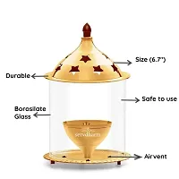 Brass Akhand Diya with Borosilate Glass-thumb3