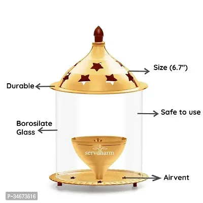 Brass Akhand Diya with Borosilate Glass-thumb4