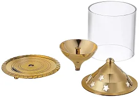 Brass Akhand Diya with Borosilate Glass-thumb1