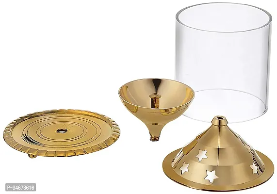 Brass Akhand Diya with Borosilate Glass-thumb2