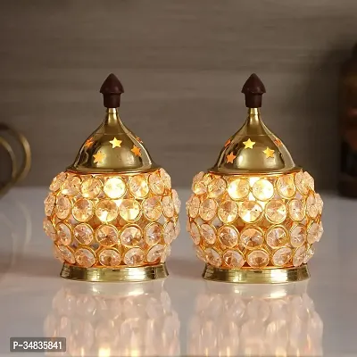 Crystal Set of 2 Table Diya-thumb0