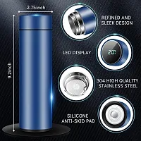 Stylish Blue Stainless Steel Temperature Display Indicator Water Bottle 500 ml-thumb2