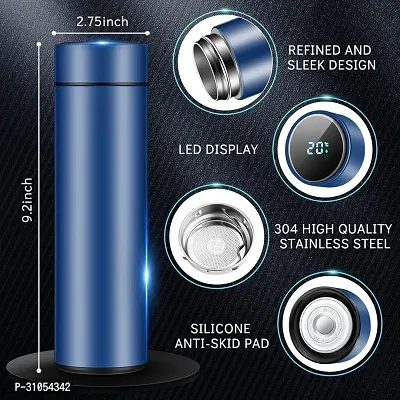 Stylish Blue Stainless Steel Temperature Display Indicator Water Bottle 500 ml-thumb3