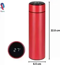 Stylish Red Stainless Steel Temperature Display Indicator Water Bottle 500 ml-thumb2