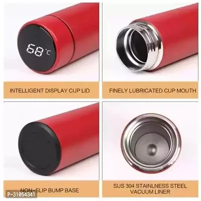 Stylish Red Stainless Steel Temperature Display Indicator Water Bottle 500 ml