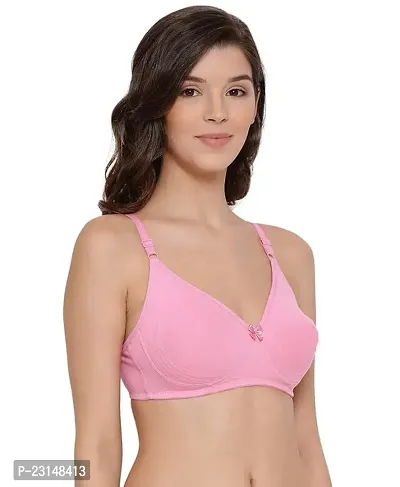 Stylish Pink Cotton Solid Bras For Women