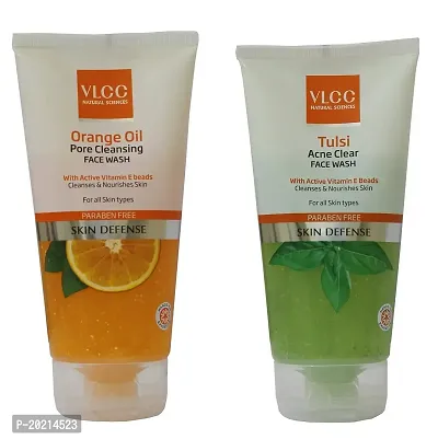 Vlcc Combo kit of Orange Oil Face Wash (150ml)  Tulsi Face Wash (150ml) (Pack of 2)-thumb2