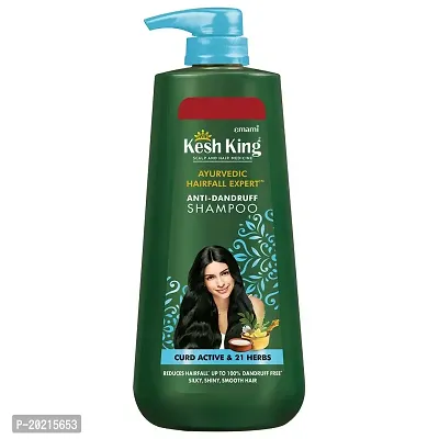 Kesh King Ayurvedic Anti-Dandruff, Reduces Hair Fall Soothes Itchy Scalp No Paraben  No Silicon, 21 Natural Ingredients The Goodness Of Curd, Lemon And Neem Shampoo For Women And Men - 600 Ml