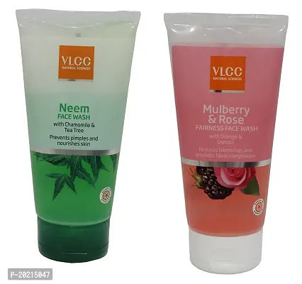 Vlcc Combo Neem Face Wash (150ml)  Mulberry  Rose Face Wash (150 ml) (Pack of 2)