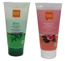 Vlcc Combo Neem Face Wash (150ml)  Mulberry  Rose Face Wash (150 ml) (Pack of 2)-thumb1