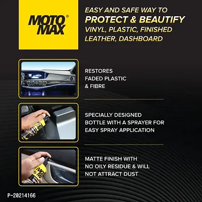 Motomax Protectant Spray (100 ml)| Repels dust, pollutants| Protect, Restore faded vinyl, plastic, leather, dashboard, rubber, tyres of Cars, Bikes, Motorcycles  Scooty| Provides long lasting shine-thumb2