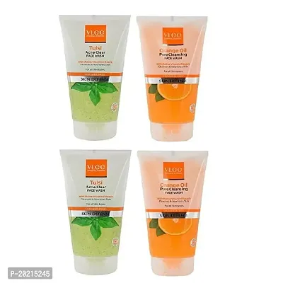 VLCC COMBO PACK OF TULSI ACNE CLEAR FACE-WASH (150ML), ORANGE OIL PORE CLEANSING FACE-WASH (150ML) * 2-thumb0