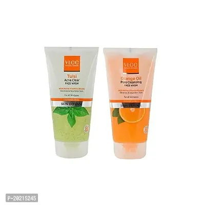 VLCC COMBO PACK OF TULSI ACNE CLEAR FACE-WASH (150ML), ORANGE OIL PORE CLEANSING FACE-WASH (150ML) * 2-thumb2