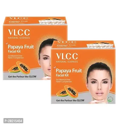 VLCC Facial Kits (VLCC Papaya Fruit Single Facial Kit Pack of 2 Each of 60 gm)-thumb0