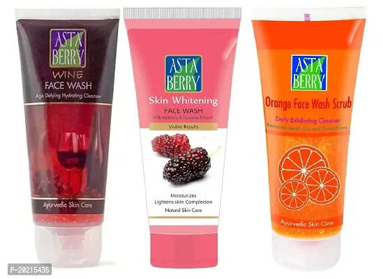 Astaberry Wine face wash 100ml + Orange face wash 100ml + Skin whitening face wash 100ml