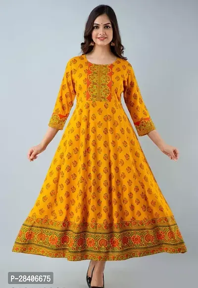 Anarkali Maroon Printed Rayon Kurta-thumb0