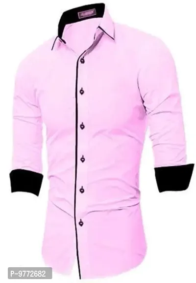 Men's Casual Cotton Shirt, Pink, FINE067