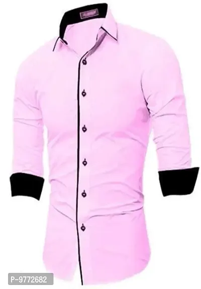 Men's Casual Cotton Shirt, Pink, FINE067-thumb0