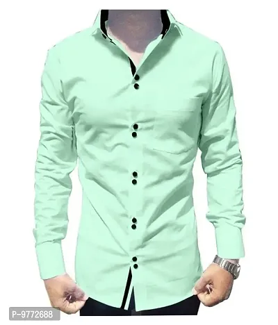 Men's Casual Cotton Shirt, Pista Green,FINE001