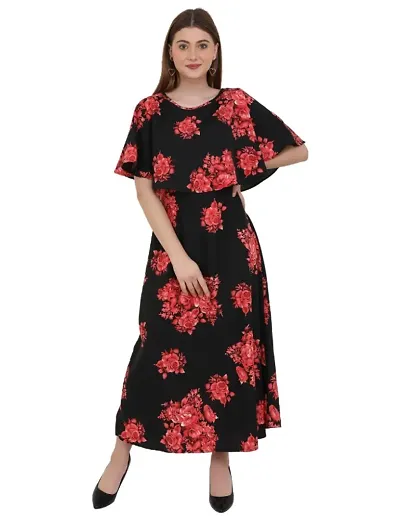 Beautiful Floral Crepe Maxi Dress for Women