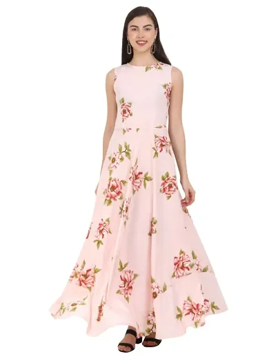 Beautiful Floral Crepe Maxi Dress for Women