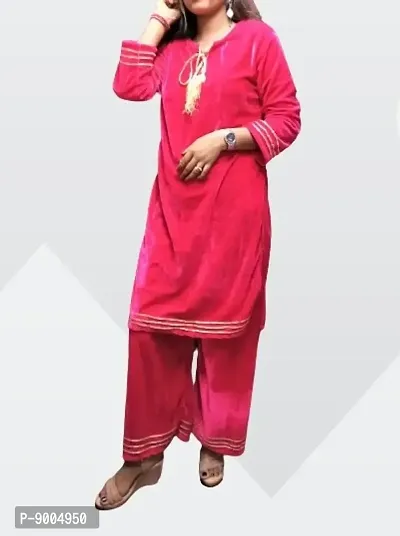 Classic Velvet Embroidered Kurta Bottom Set for Women