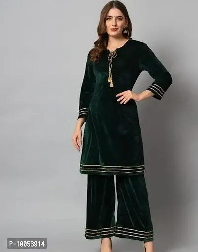 Trendy Velvet Solid Kurta Bottom Set For Women